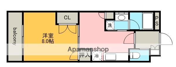 アレグレス己斐本町(1DK/6階)の間取り写真