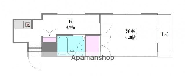メゾンダイアナイン皆実(1K/6階)の間取り写真