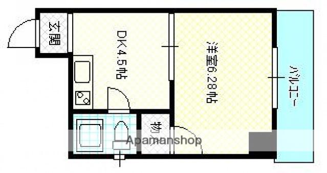 第1奥田ビル(1DK/3階)の間取り写真