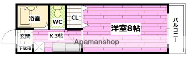 ロゼッタ石本(1K/3階)の間取り写真