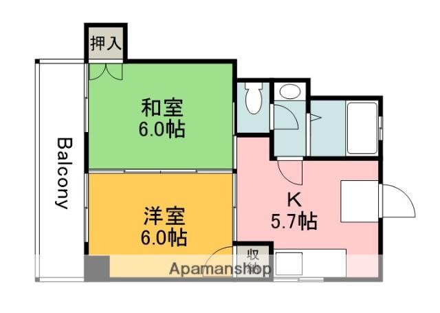 AXA舟入通(2K/10階)の間取り写真