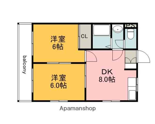 パティオ舟入(2DK/3階)の間取り写真