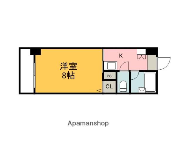 パティオ舟入(1K/2階)の間取り写真