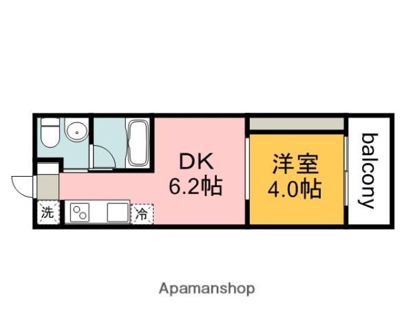 パークスISAMU(ワンルーム/2階)の間取り写真