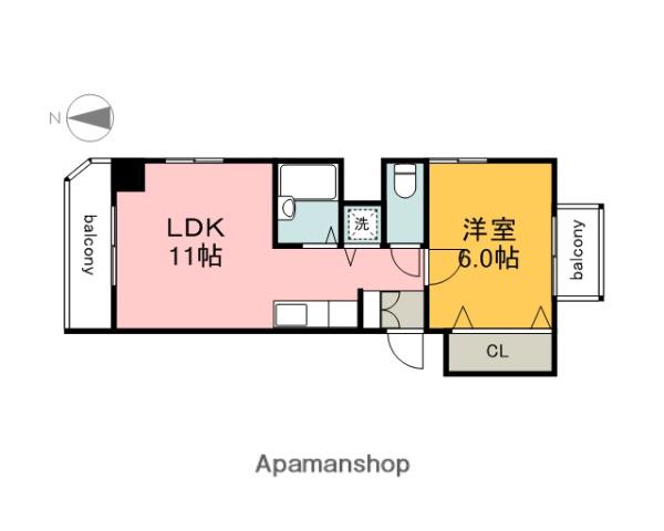 福地産業加古町ビル(1LDK/2階)の間取り写真