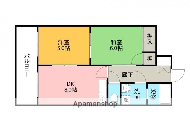 シャインハウス E棟(2DK/2階)の間取り写真