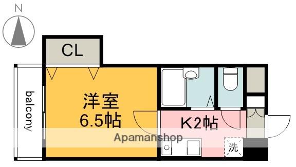 ハートランド舟入中町(1K/4階)の間取り写真