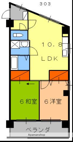 佐藤ビル(2LDK/3階)の間取り写真