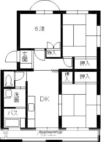 阿瀬波コーポ(3DK/3階)の間取り写真