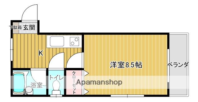 シャンブル祇園(1K/2階)の間取り写真