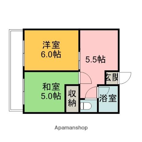 竹腰ビル(2K/4階)の間取り写真