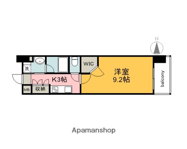 ロアール並木通(1K/8階)の間取り写真