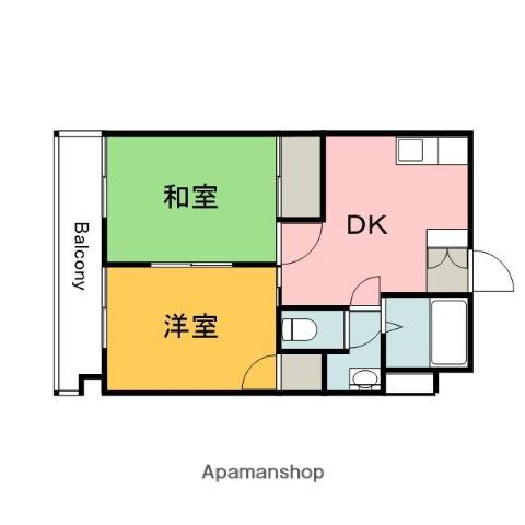第七山本ビル(2DK/5階)の間取り写真