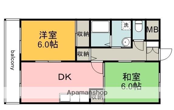 パレ広瀬(2DK/3階)の間取り写真