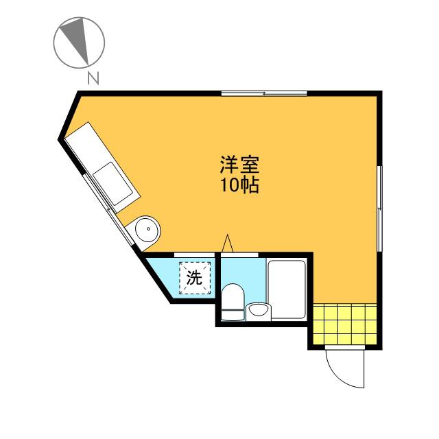1969ビル(ワンルーム/3階)の間取り写真