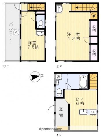 広島電鉄皆実線 南区役所前駅 徒歩9分 3階建 築53年(2DK)の間取り写真