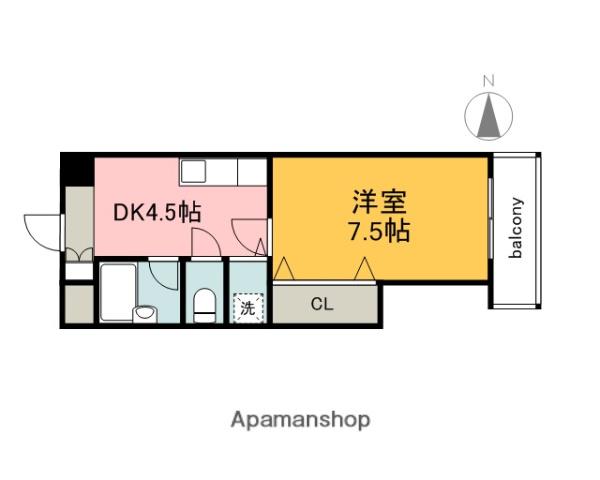 ヴェルマーレ中広(1K/3階)の間取り写真