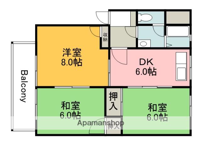 ロマンハイム(3DK/2階)の間取り写真