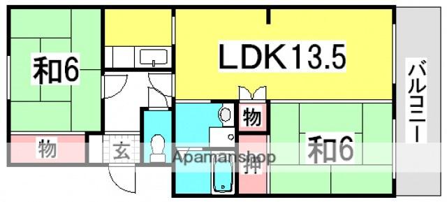 CASA井口B(2LDK/3階)の間取り写真