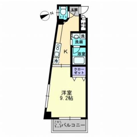 パレス西広島(1K/5階)の間取り写真