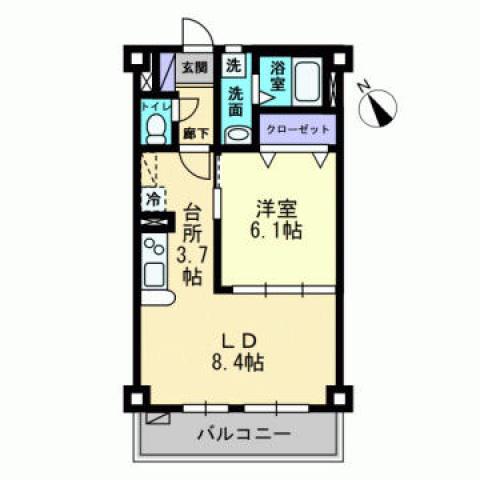 フォブール寺川(1LDK/1階)の間取り写真