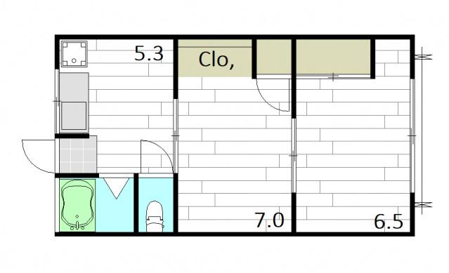 木本アパート(2K/2階)の間取り写真