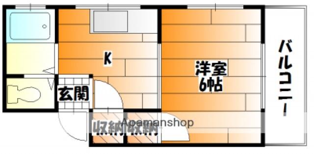 実森ビル(1DK/2階)の間取り写真