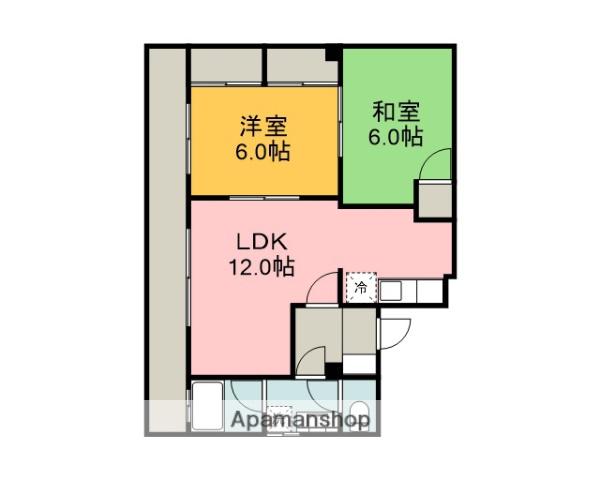 上村ビル(2LDK/3階)の間取り写真