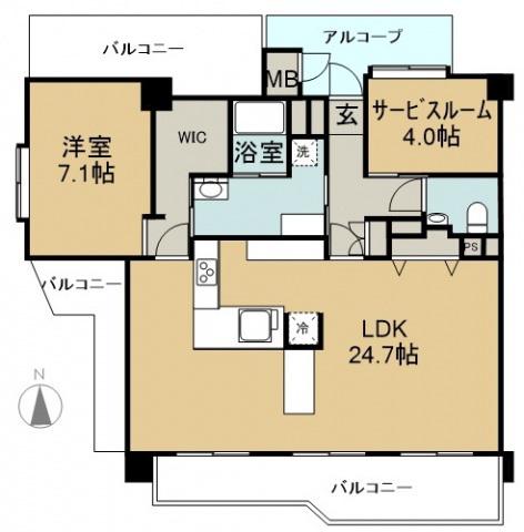 アーバンコート己斐本町(1SLDK/13階)の間取り写真