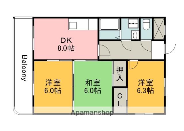 第2大上ビル(3DK/3階)の間取り写真