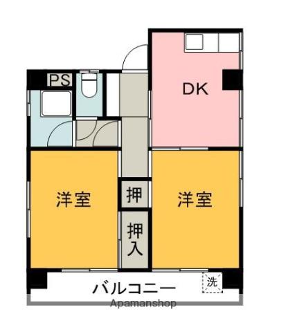 中川ビル(2DK/4階)の間取り写真