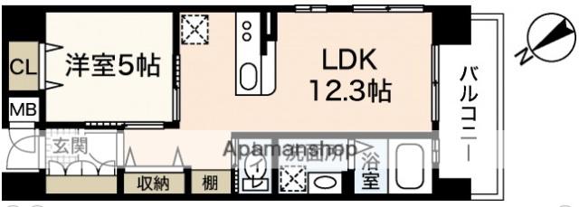 アールヴォレ楠木(1LDK/4階)の間取り写真