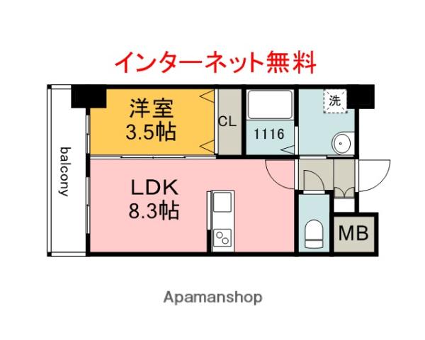 HITOTO広島ナレッジスクエア(1LDK/4階)の間取り写真