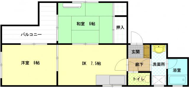 杉本ビル(2DK/4階)の間取り写真