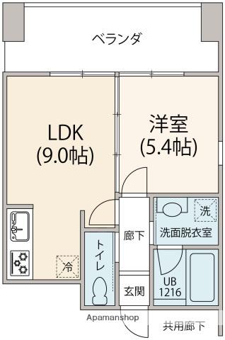 増田ビル(1LDK/4階)の間取り写真