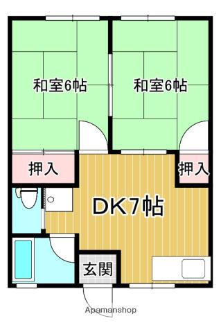 力田アパート(2DK/2階)の間取り写真