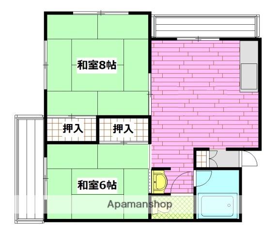 ラフォート牛田(2DK/4階)の間取り写真