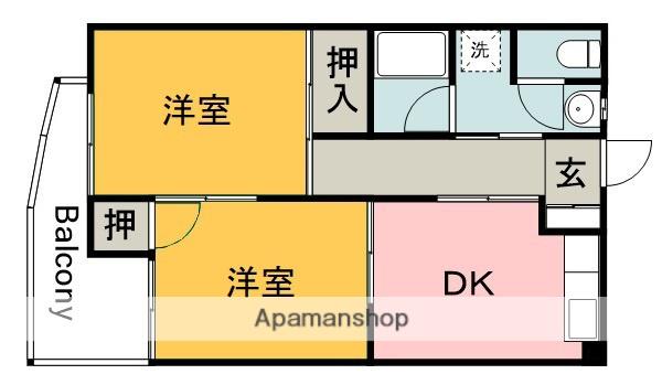 ヴィラブランシュ牛田(2DK/1階)の間取り写真