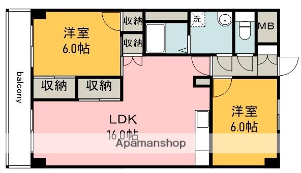 ヴィラブランシュ住田(3LDK/6階)の間取り写真