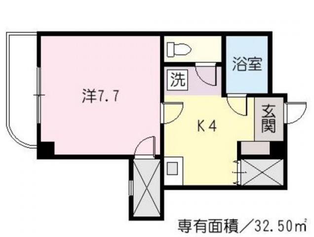 宇品コーポ中川(1SDK/3階)の間取り写真