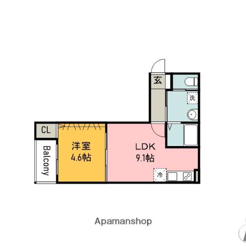 PEACE Ⅰ(1LDK/2階)の間取り写真