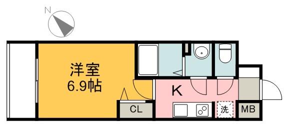 プレサンス広島中央(1K/15階)の間取り写真