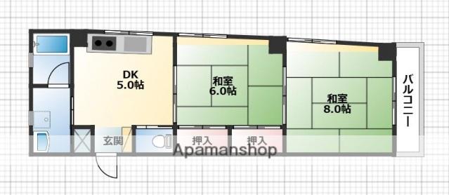 コーポ躍場(1K/2階)の間取り写真