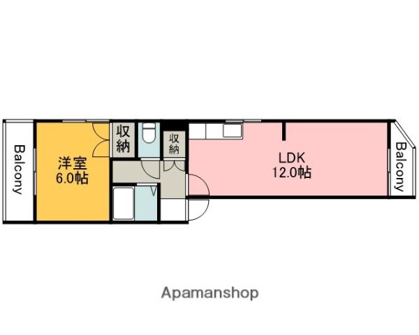 コーポ石堂(1LDK/2階)の間取り写真