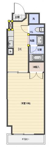 ラフィネ牛田本町(1K/5階)の間取り写真