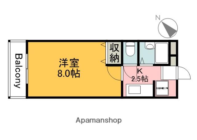 ウイング川内(1K/3階)の間取り写真