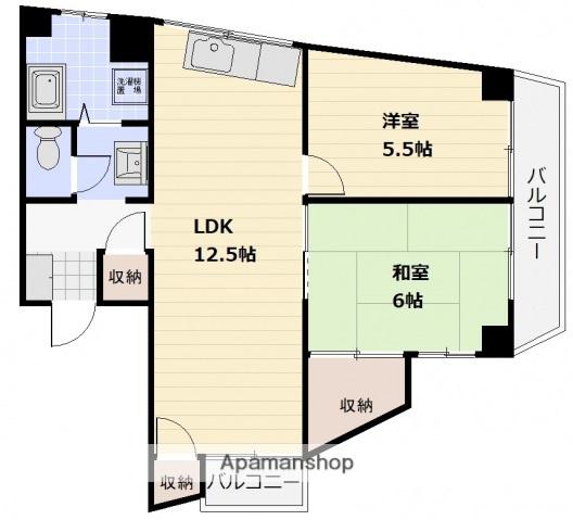 ペントハウス浜田(2LDK/4階)の間取り写真