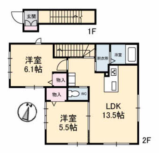 PRONUBE東雲(2LDK/2階)の間取り写真