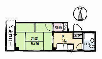 タウニー城北(1K/3階)の間取り写真