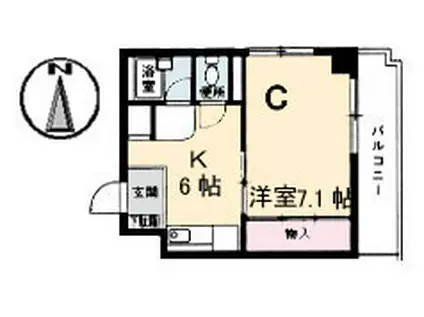 ファミーユ倉田(1K/2階)の間取り写真